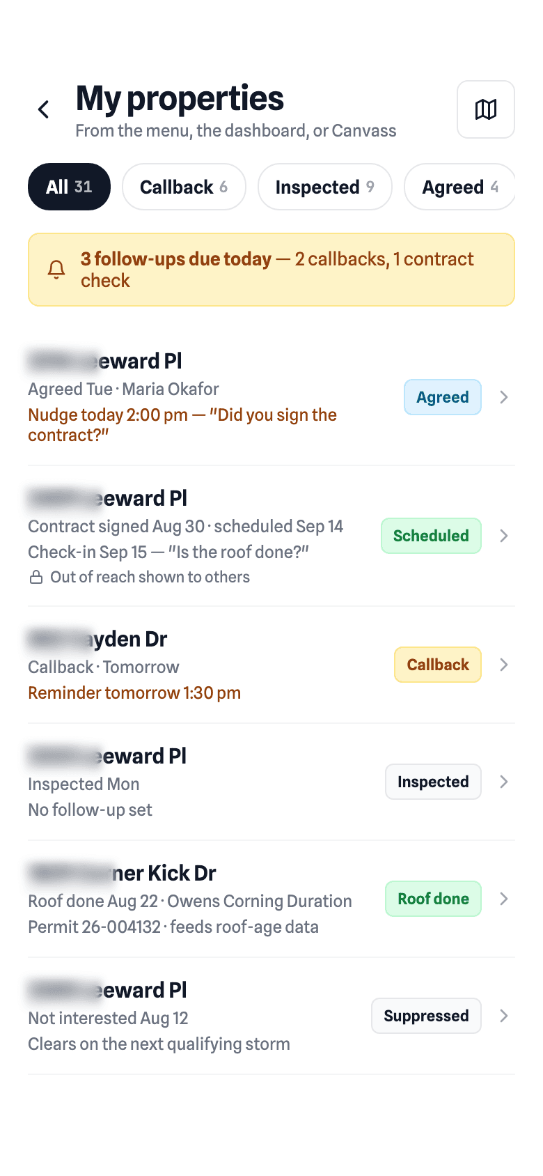 My properties: every job by stage with what is due today